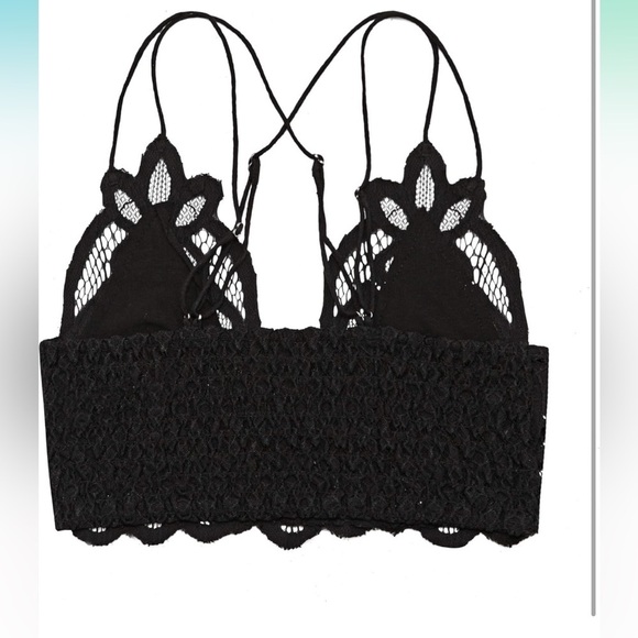 FREE PEOPLE‎ ONE Adella Black Lace Bralette Medium Boho Top Sexy Lightweight - Picture 6 of 15